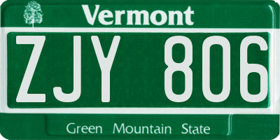 VT license plate ZJY806