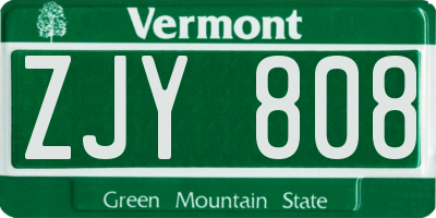 VT license plate ZJY808