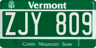 VT license plate ZJY809