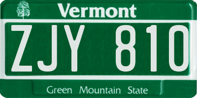 VT license plate ZJY810