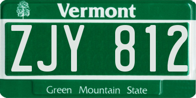 VT license plate ZJY812