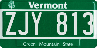 VT license plate ZJY813