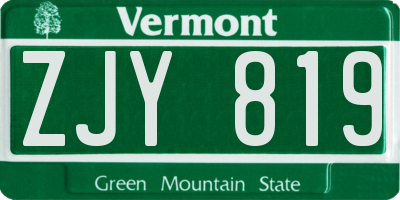 VT license plate ZJY819