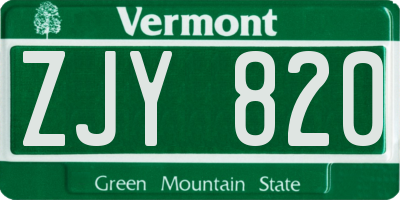 VT license plate ZJY820