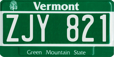 VT license plate ZJY821