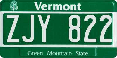 VT license plate ZJY822