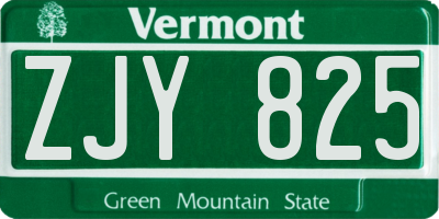 VT license plate ZJY825