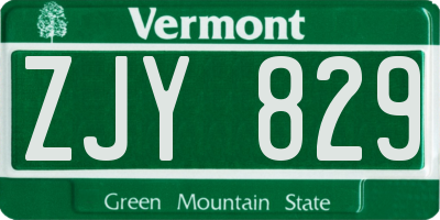 VT license plate ZJY829