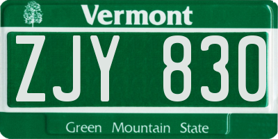 VT license plate ZJY830