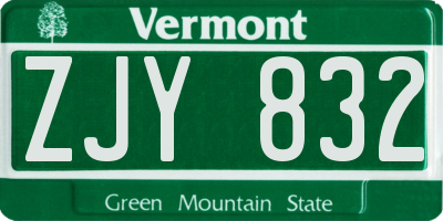 VT license plate ZJY832