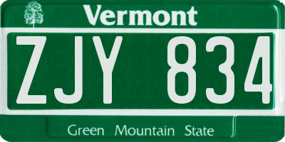 VT license plate ZJY834