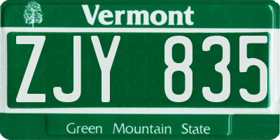 VT license plate ZJY835