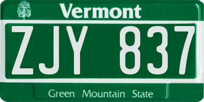 VT license plate ZJY837