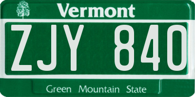 VT license plate ZJY840