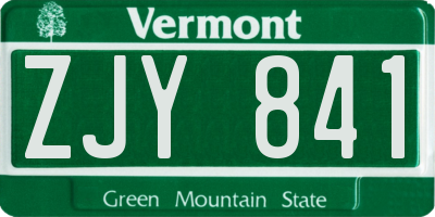 VT license plate ZJY841