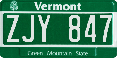 VT license plate ZJY847