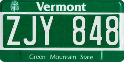 VT license plate ZJY848