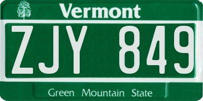 VT license plate ZJY849