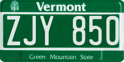 VT license plate ZJY850