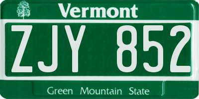 VT license plate ZJY852