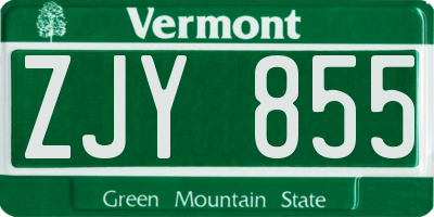 VT license plate ZJY855