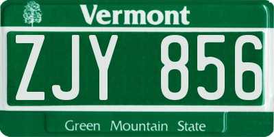 VT license plate ZJY856