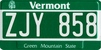 VT license plate ZJY858