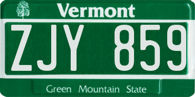 VT license plate ZJY859