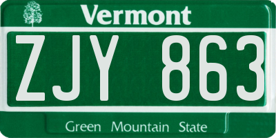 VT license plate ZJY863