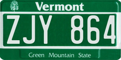 VT license plate ZJY864