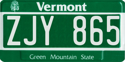 VT license plate ZJY865