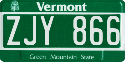 VT license plate ZJY866