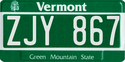 VT license plate ZJY867