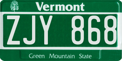VT license plate ZJY868