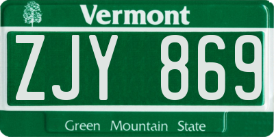 VT license plate ZJY869