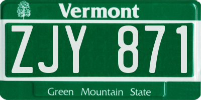 VT license plate ZJY871