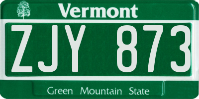 VT license plate ZJY873