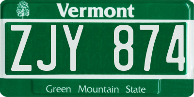 VT license plate ZJY874