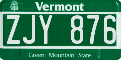 VT license plate ZJY876