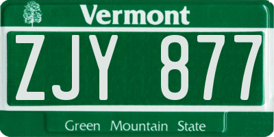 VT license plate ZJY877