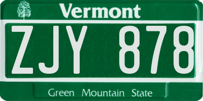 VT license plate ZJY878