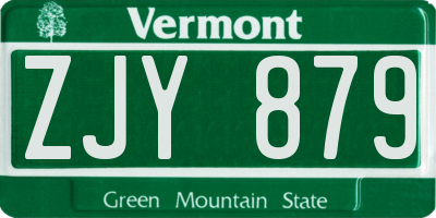 VT license plate ZJY879