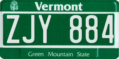 VT license plate ZJY884