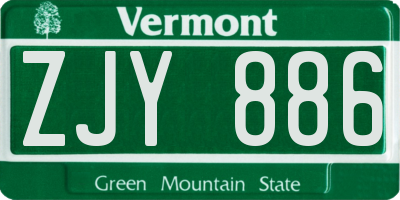 VT license plate ZJY886