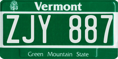VT license plate ZJY887