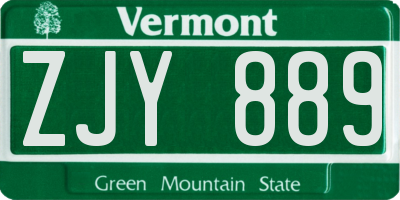 VT license plate ZJY889