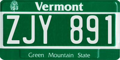 VT license plate ZJY891