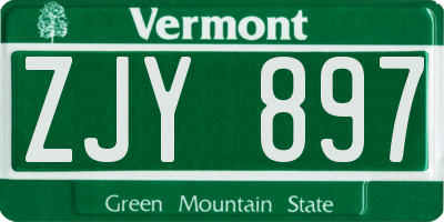 VT license plate ZJY897