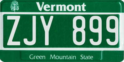 VT license plate ZJY899