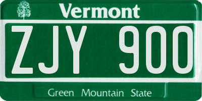 VT license plate ZJY900